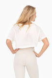 TENCEL Semi Sheer Flow Cropped Top: IVORY