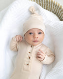 Newborn Knotted Baby Gown, Bow, Hat Set - Baby Clothes Girl