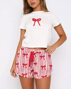 Stripe Sweet Print Summer Pajama Set