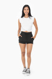 Asymmetrical Raw Hem Skort: Black