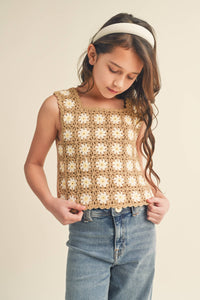 TWEEN KIDS GIRLS SLEEVELESS CROCHET TOP (7-14)