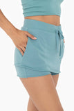 Asymmetrical Raw Hem Skort: GREY TEAL