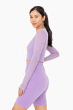 Sheer Mesh Long Sleeve with Lining: PURPLE ORCHID