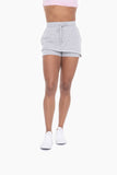 Asymmetrical Raw Hem Skort: GREY TEAL