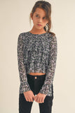 MESH RUFFLE LONG SLEEVE LAYERED TOP  (7-14)