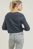 Deep Notch Collar Crop Pullover: Iris