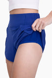 Highwaist Athleisure Split Shorts: BLUE