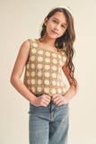 TWEEN KIDS GIRLS SLEEVELESS CROCHET TOP (7-14)