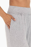 Smocked Waist Wide-Leg Pants: HEATHER GREY