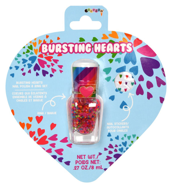 BURSTING HEARTS NAIL POLISH & RING SET