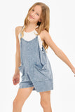 Two Pocket Mineral Wash Overall Romper / Onesie