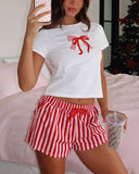 Stripe Sweet Print Summer Pajama Set