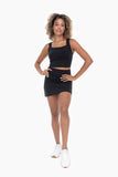 Venice Paneled Waist Skort: Black