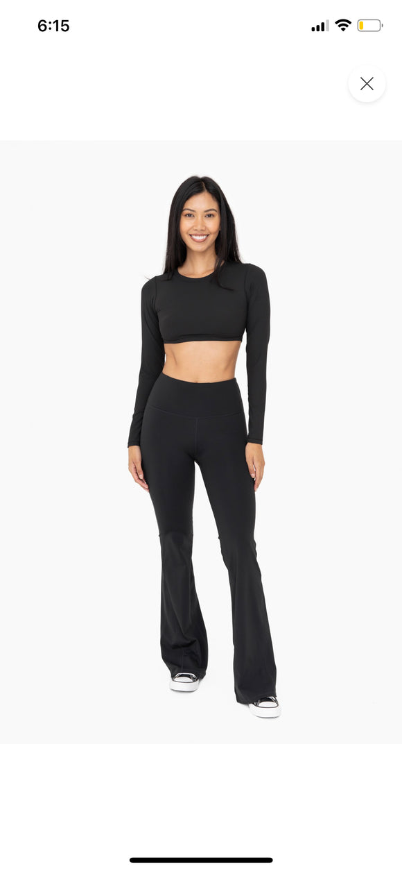 Lycra-Blend High-Waisted Flare Leggings