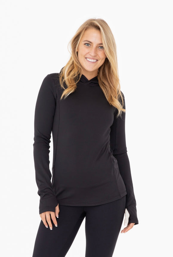 Brushed Slim Fit Active Top with Hood