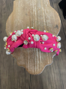 Pink Jeweled and Pearl Headband