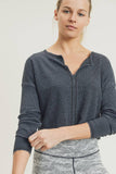 Deep Notch Collar Crop Pullover: Iris