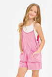 Two Pocket Mineral Wash Overall Romper / Onesie