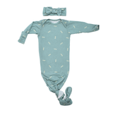 Arrow Print Knotted Newborn Baby Gown and Hat