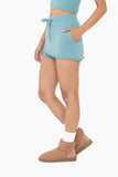 Asymmetrical Raw Hem Skort: GREY TEAL