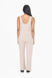 Wide Leg French Terry Lounge Jumpsuit: NATURAL