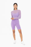 Sheer Mesh Long Sleeve with Lining: PURPLE ORCHID