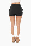 Asymmetrical Raw Hem Skort: GREY TEAL