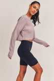 Deep Notch Collar Crop Pullover: Iris