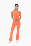 Venice Scrunch Waist Flared Pants: HOT CORAL