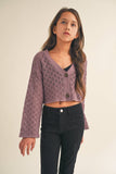 TWEEN KIDS GIRLS Crochet Cropped Cardigan (7-14)