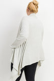 CURVY Open Front Hi-Lo Brushed Cardigan