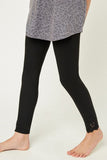 Lace Trim Brushed Leggings (Tween)