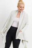 CURVY Open Front Hi-Lo Brushed Cardigan