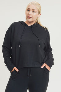 CURVY Slub-Knit Cropped Sweatshirt