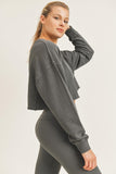 Cropped Jacquard Mineral Wash Pullover