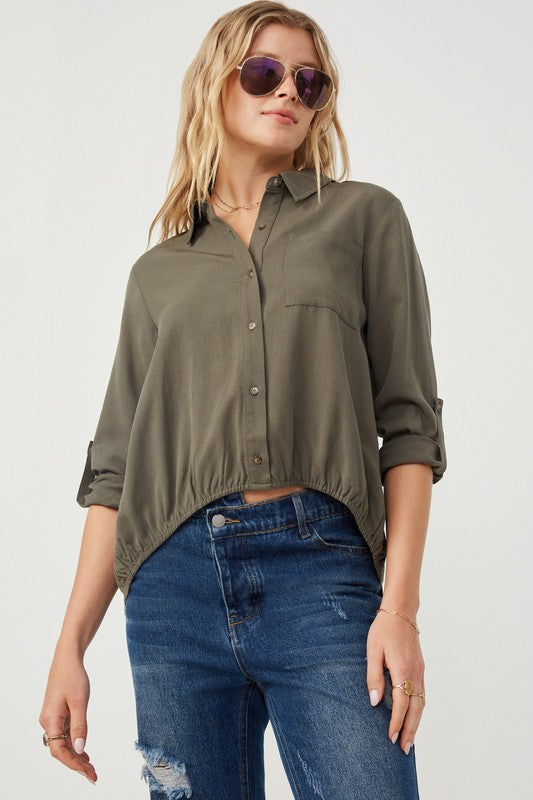 Women’s Tucked In Look Button Up Collared Top