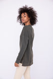 Waffle-Knit Pullover with Side Slits