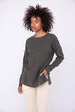 Waffle-Knit Pullover with Side Slits