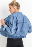 Raw & Ribbed Cropped Denim Jacket Denim