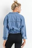 Raw & Ribbed Cropped Denim Jacket Denim