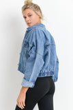 Raw & Ribbed Cropped Denim Jacket Denim