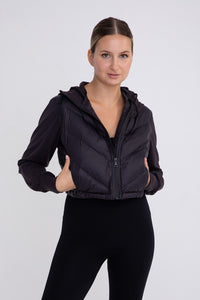 Padded Cropped Puffer Jacket with Hood