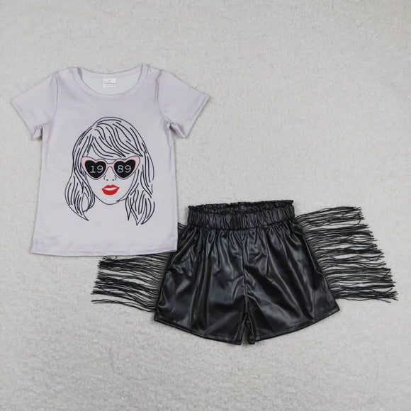 1989 Leather Fringe Short Set: 8/9