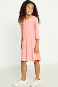 Cross- Back Swing Dress with Button Detail