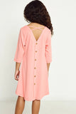 Cross- Back Swing Dress with Button Detail