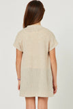 Short Sleeve Pocketed Pointelle Knit Open Cardigan