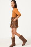 Corduroy Patch Pocket Leopard Skirt