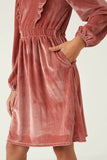 Velvet Corduroy Ruffled Balloon Sleeve Dress