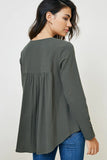 Womens Button Sleeve Tunic Top