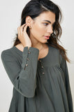 Womens Button Sleeve Tunic Top